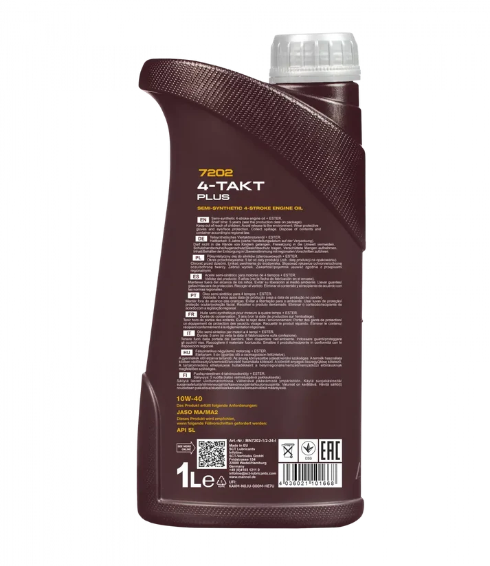mannol 7202 10w 40 engine oil 4 takt plus sae 10w 40 api sl semi synthetic